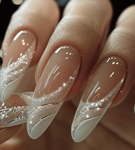 Sparkly Bridal Nails, Wedding Bride Nails Ideas, Bridal Nail Ideas Brides, Bridal Nail Art Designs Wedding Day, Bridal Nails Wedding Elegant, Bride Manicure, Delicate Nail Designs, Romantic Nail Art, Mint Green Nails