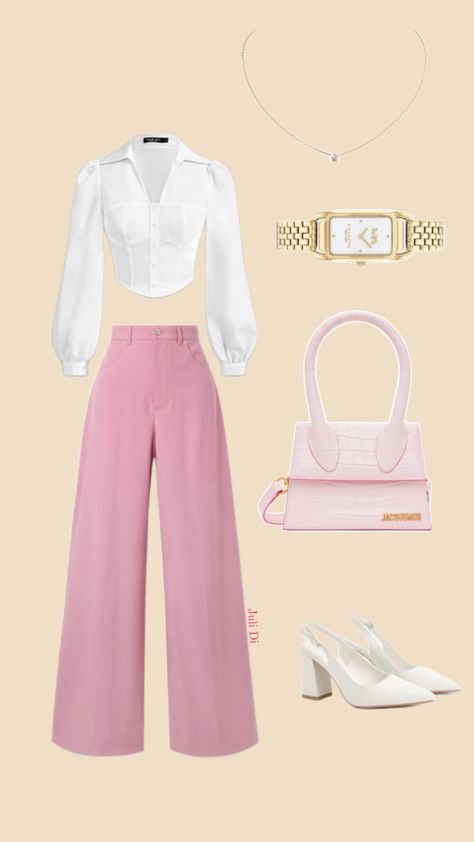 Pink business outfit 🌸 Pink Business Outfit, Pink Business Casual, Buisness Casual Outfits, Pink Outfit Inspiration, Pink Business, Simple Style Outfits, Chic Dress Classy, Business Attire Women, Fashion Drawing Dresses