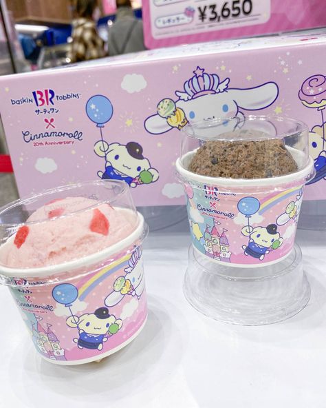 Baskin Robbins Japan, Cinnamoroll Food, Baskin Robbins Flavors, Sanrio Cafe, Hello Kitty Ice Cream, Sanrio Food, Baskin Robbins Ice Cream, Kitty Cafe, Birthday Treat