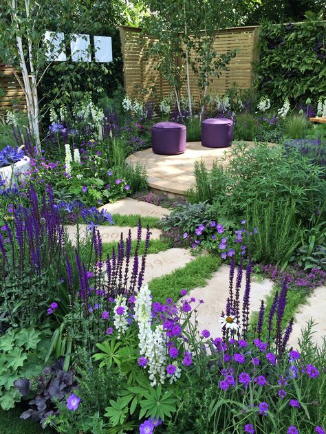 Hampton Court Flower Show’s WOW garden – Susan Rushton Modern Japanese Garden, Japanese Garden Landscape, Landscaping Diy, Flower Garden Design, Purple Garden, Landscape Designs, Have Inspiration, Beautiful Flowers Garden, Garden Pathway