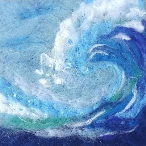 Ocean Needle Felting, Felting Landscapes, 2d Felting, Needle Felted Landscapes Inspiration, Felted Seascapes, Landscape Needle Felting, Needle Felt Seascape, Felting Pictures, Felt Making