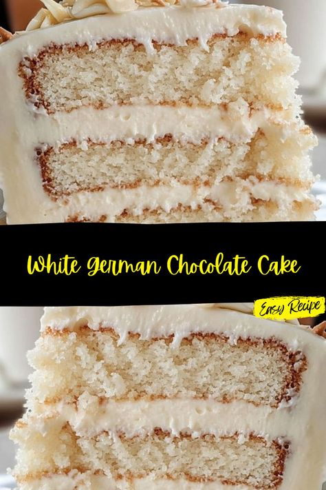 White German Chocolate Cake With Cheesecake Center Recipe, White German Chocolate Cake With Cheesecake Center, White Chocolate German Chocolate Cake, White German Chocolate Cake Recipe, White German Chocolate Cake, White Chocolate Cake Recipe, German Chocolate Cake Recipe, Butterscotch Cookies, German Cake