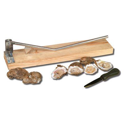 Oyster Opener on Wooden Base and Oyster Knife Oyster Shell Art, Best Oysters, Seafood Tools, Oyster Knife, Outdoor Cooker, Shucking Oysters, Outdoor Camping Kitchen, Outdoor Stove, Fresh Oysters