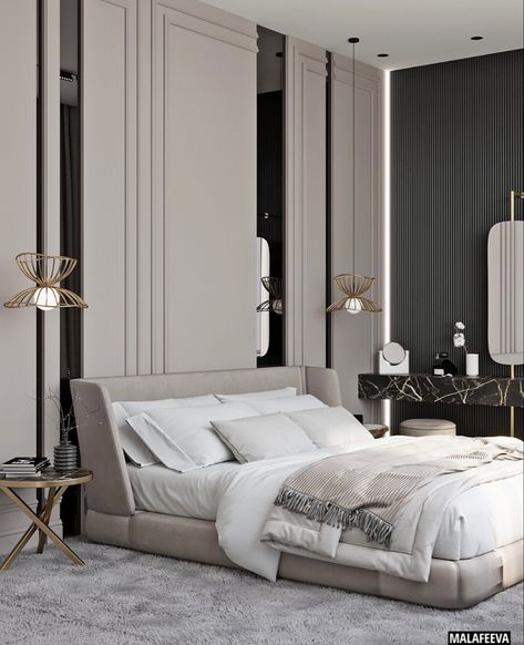 Black Master Bedrooms Decor Modern, New Classic Bedroom, Neoclassical Interior, Bedroom Interior Design Luxury, Modern Luxury Bedroom, Luxury Bedroom Master, Bedroom Decor Design, Bedroom Bed Design, Classic Bedroom