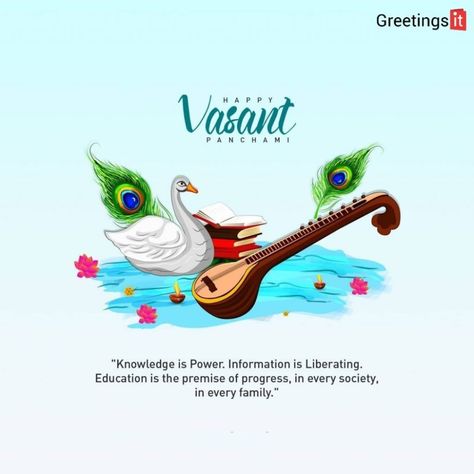 Happy Vasant Panchami 2022 – Wishes, Greetings, Quotes and Messages - Greetingsit Vasant Panchami Wishes, Happy Basant Panchami, Happy Vasant Panchami, Vasant Panchami, Basant Panchami, Goddess Saraswati, Mustard Flowers, Whisper In Your Ear, Quotes Status