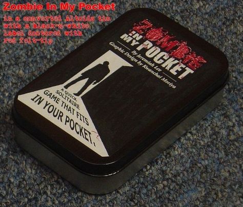 Zombie in My Pocket-  “Altoids Tin” Editions of Print-n-Play Games | BoardGameGeek Altoid Tin Games, Pnp Games, Solo Games, Solitaire Games, Pocket Game, Board Games Diy, Matchbox Crafts, Altoids Tins, Mint Tins