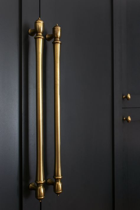 Pantry Door Handles, Victorian Kitchen Design, Door Handles Design, Front Door Pull Handle, Door Handle Ideas, Door Handles Brass, Diy Shaker Cabinets, Dramatic Kitchen, Tall Dark And Handsome