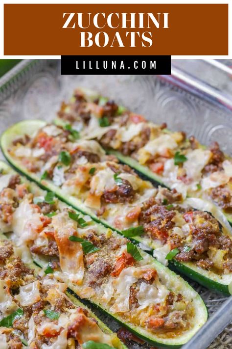 Stuffed Zucchini Boats are filled with Italian sausage and tomatoes. They are a tasty go-to healthy dinner idea. #zucchiniboats #zucchini #healthyrecipes #easydinner #healthy Italian Sausage And Zucchini, Sausage Stuffed Zucchini Boats, Cook Zucchini, Freezing Zucchini, Stuffed Zucchini Boats, Cilantro Chicken, Foods With Iron, Sausage Stuffed Zucchini, Healthy Italian