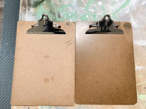 Old clipboards from thrift store DIY idea. Upcycle Thrift Store Finds, Repurposed Hutch, Diy Clipboard, Hutch Top, Another Monday, Thrift Store Diy, Craft Cabinet, Mirror Makeover, Nails Now