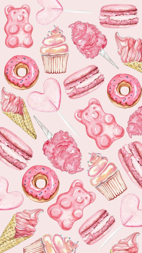 Sweet wallpaper #sweet #sweets #candy #dessert #wallpaper Pink Candy Wallpaper, Dessert Wallpaper, Sweet Wallpaper, Candy Wallpaper, Sweets Candy, Girly M, Phone Wallpaper Pink, Fairy Queen, Pink Vibes