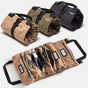 Official Legacy Tool Roll Bag - Easy to Carry 5-Pocket Roll Up Tool Bag - Durable Canvas, Rust-Proof YKK Zippers & Secure Buckle - A Loving Gift for Dads, Mechanics, Electricians & Hobbyists | Khaki Roll Up Tool Bag, Tool Roll Bag, Tool Bag Organization, Canvas Tool Bag, Tool Pouches, Socket Organizer, Cardboard Storage, Tool Roll, Tool Bags