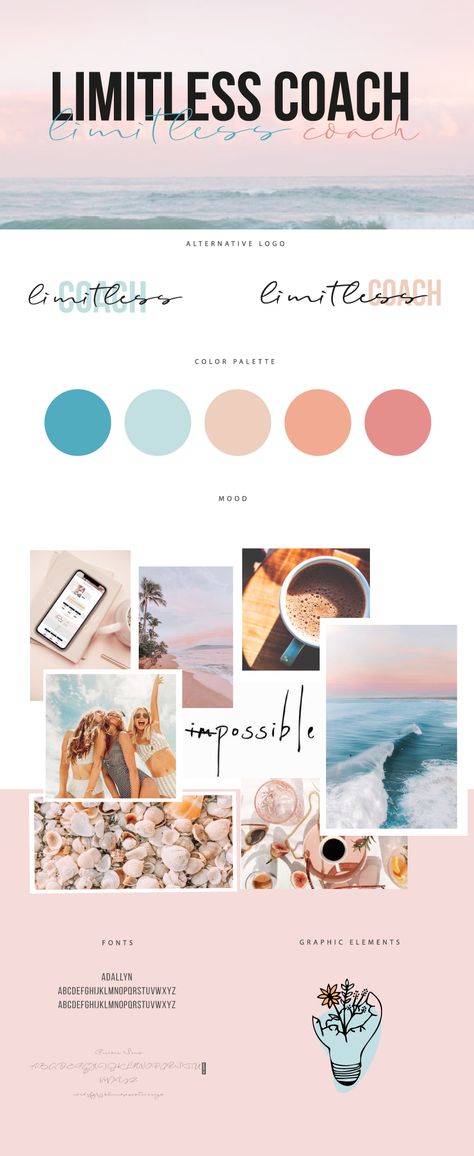 moodboard inspiration mood board design fresh and happy vibes summer feeling orange turquoise blue moodboard aesthetic moodboard layout moodboard color palette branding board design brand identity design / social media and brand strategist business / modern and feminine branding Mood Board Business Branding, Social Media Color Pallete, Social Media Mood Board Ideas, Summer Inspiration Board, Peach And Navy Color Palette, Branding Boards Inspiration, Colorful Moodboard Aesthetic, Color Palette For Wellness Brand, Mood Board For Branding