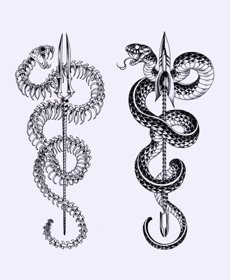 Uchiha Tattoo, Snake And Dagger Tattoo, 42 Tattoo, Tattoo Snake, Snake Tattoo Design, Skeleton Tattoos, Mythology Tattoos, Tattoo Graphic, Dagger Tattoo