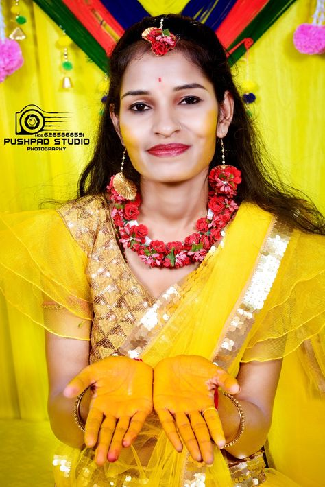 bride wedding photos shoot Haldi Closeup Photo, Haldi Ceremony Bride, Haldi Bride Poses, Haldi Girl, Chhath Puja Background For Editing, Bride Haldi Poses, Haldi Photo Shoot, Chhath Puja Background, Haldi Ceremony Outfit For Men