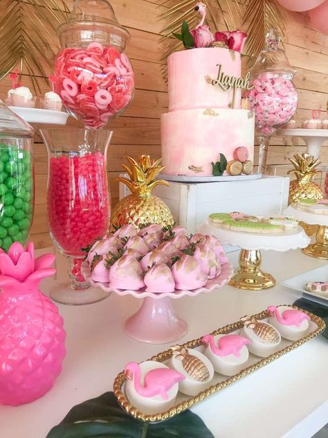 Flamingo Sweet Table, Pink Flamingo Baby Shower Ideas, Pool Party Baby Shower Ideas Girl, Summer Girl Baby Shower Themes, Flamingo Bridal Shower Ideas, Hawaiian Theme Baby Shower Ideas, Pool Party Baby Shower Ideas, Flamingo Baby Shower Ideas, Luau Baby Shower Ideas