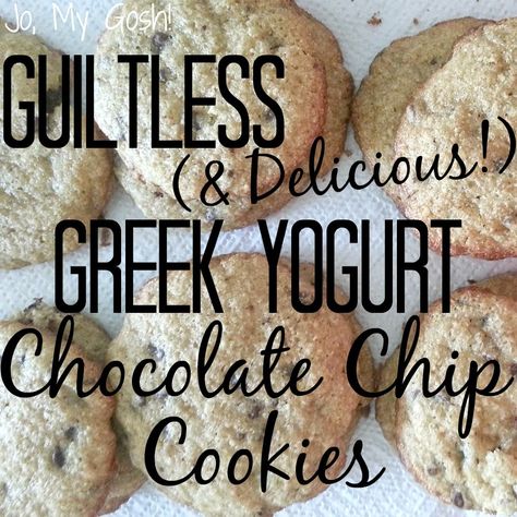 The cookies are soft and delicious-- and without even a smidge of butter or oil. Miracle cookies, to be sure. Low Fat Chocolate Chip Cookies, Guiltless Desserts, Greek Yogurt Cookies, Greek Yogurt Chocolate, Low Fat Cookies, Yogurt Chocolate, Healthy Chocolate Chip Cookies, Baby Recipes, Greek Yogurt Recipes