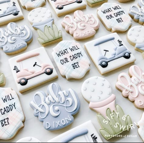 Golf Gender Reveal, Golf Baby Showers, Golf Theme Party, Gender Reveal Cookies, Golf Baby, Gender Reveal Party Theme, Gender Reveal Themes, Golf Theme, Gender Reveal Party Decorations