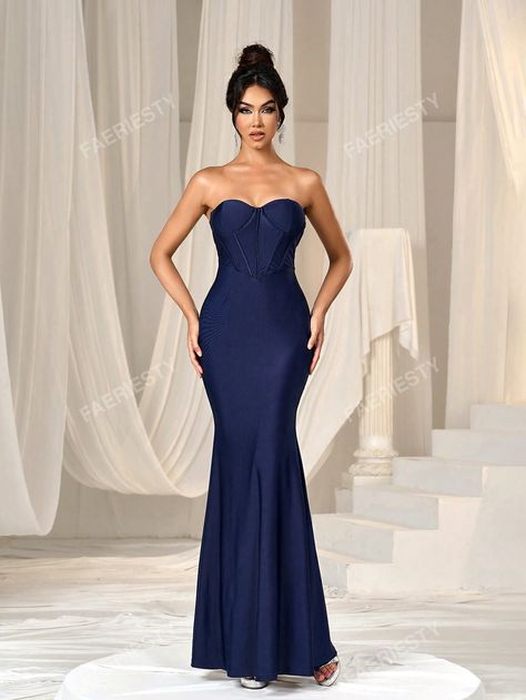 Faeriesty Backless Mermaid Hem Tube Formal DressI discovered amazing products on SHEIN.com, come check them out! Dress Mermaid, Women Formals, Formal Dresses For Women, Tube Dress, Formal Evening Dresses, Mermaid Dresses, Amazing Products, Formal Dress, Dress P