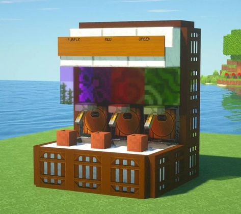 Shops In Minecraft Ideas, Minecraft Food Market Ideas, Workstation Minecraft, Minecraft Hot Dog Stand, Potion Store Minecraft, Minecraft Restaurant Kitchen, Minecraft Food Court, Minecraft Popcorn Machine, Minecraft Arcade Ideas