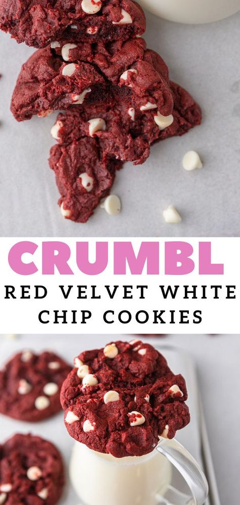 Red Velvet Chocolate Chip Cookies, Crumbl Copycat, Red Velvet Cookie Recipe, Red Velvet Chocolate, Crumble Cookie Recipe, Giant Cookies, Lifestyle Of A Foodie, Crumble Cookie, Velvet Cookies