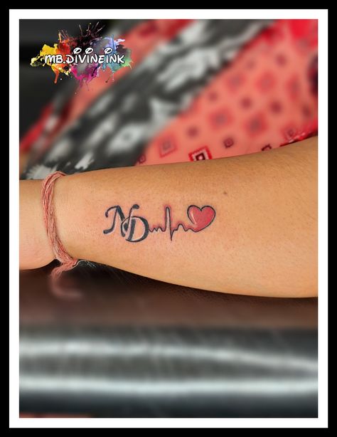 Nd Tattoo Design, K A Tattoo Letter, M And D Tattoo, Letter N Tattoo Design, Initals Tattoo Ideas Couple, N Name Tattoo, D Tattoo Initial Heart, N Letter Tattoo Design, Letter D Tattoo Initials