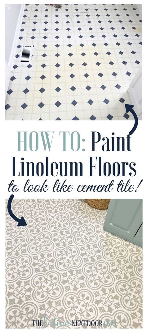 Complete STEP by STEP tutorial on how to paint your linoleum floors Redo House, Painting Linoleum Floors, Paint Linoleum, Linoleum Floors, Diy Home Decor For Apartments, Floor Makeover, Home Remodeling Diy, Stenciled Floor, Linoleum Flooring