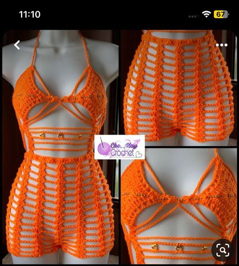 Sweater Design Ideas, Sun Crochet, Crochet Two Piece, Crochet Beach Wear, Crochet Lingerie, Carnival Dress, Crochet Bathing Suits, Crochet Swim, Crochet Crop Top Pattern