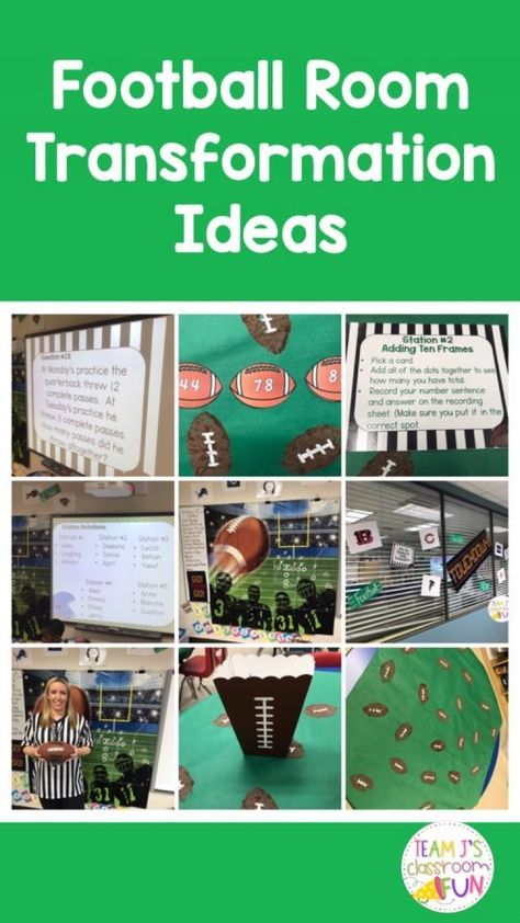 Transformation Classroom, Sports Classroom, Football Room, Football Rooms, Sports Theme Classroom, Team Theme, Classroom Transformation, Football Theme, 2nd Grade Classroom