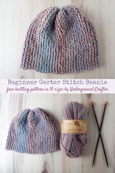 Knitted Beanie Pattern Free Beginner, Flat Knit Beanie Pattern Free, Knit A Beanie For Beginners, How To Knit A Hat For Beginners, Easy Beanie Knitting Patterns Free, Flat Knit Hat Pattern Free, One Skein Knitting Projects, Easy Hat Knitting Patterns, Teaching Crochet