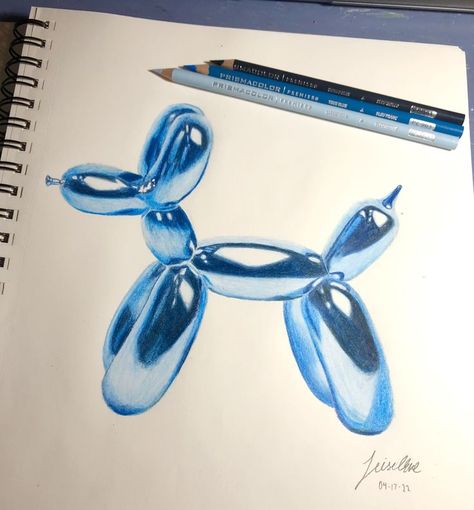 Balloon Dog Drawing, Ballon Animal, Final Art Project, Ballon Dog, Resin Crafts Tutorial, Kids Painting, Sketchbook Inspo, Cute Paintings, Balloon Dog