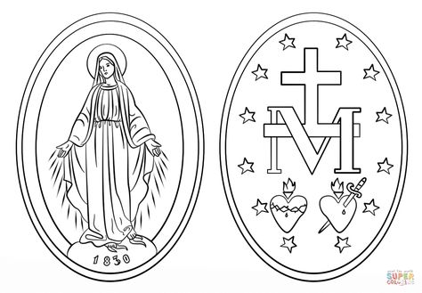 Virgin Mary Symbol, Virgin Mary Stencil, Ave Maria Tattoo, Miraculous Medal Tattoo, Maria Tattoo, Catholic Tattoos, Virgin Mary Tattoo, Mary Tattoo, Catholic Crafts