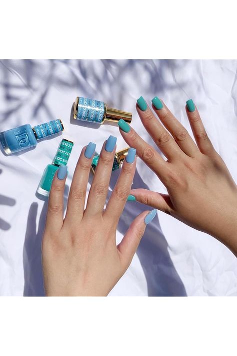 DND DC Gel Polish Set, Blue Collection, UV/LED Gel Polish and Air Dry Nail Lacquer, Matching Chip-Free Polish Duo, 030 Aqua Blue, 0.5 Fl Oz Dry Nails, Uv Led, Nail Lacquer, How To Do Nails, Fashion Nails, Aqua Blue, Air Dry, Gel Polish, You Nailed It