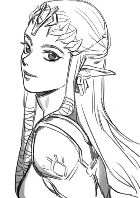 Princess Zelda The Legend Of Legend Of Zelda, Zelda - Zelda Drawing Zelda Drawing, Zelda Tattoo, Zelda Twilight Princess, Zelda Art, Twilight Princess, Arte Sketchbook, Drawing Base, Legend Of Zelda, Art Sketchbook