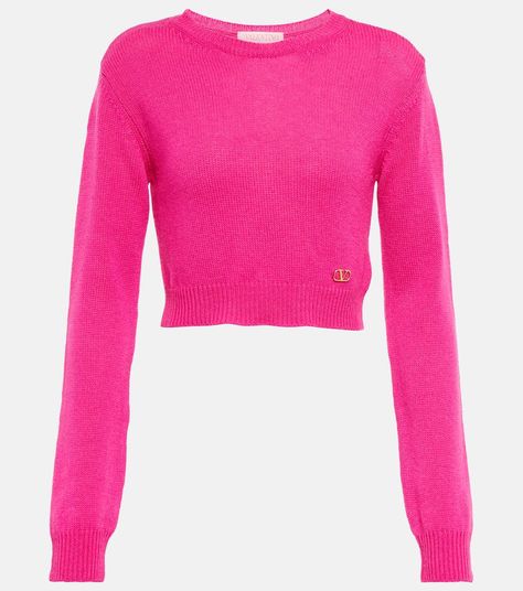 Pull Rose, Barbie Core, V Logo, Cropped Pullover, Pink Style, Valentino Women, Baddie Hairstyles, Cashmere Sweater, Fall Winter Outfits