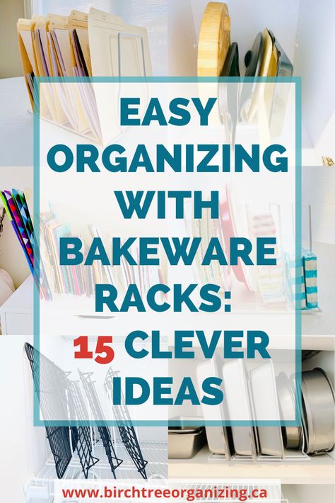 Say goodbye to searching and stacking when you organize with bakeware racks. 15 great bakeware rack organizing ideas that maximize space. #homeorganizing #bakewareracks #organization #budgetorganization #verticalorganization #playroomorganizing Storage For Baking Pans, Glass Baking Dish Organization, Storage Ideas For Cookie Sheets, Baking Rack Storage, Baking Rack Ideas, Organize Cookie Sheets, Organizing Baking Pans, Bakeware Organization Storage Ideas, Bakers Rack Organization Storage Ideas