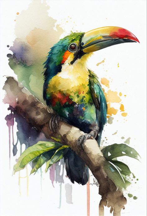 Andrew Simoson | WATERCOLOR | Keel-Billed Toucan Contemporary Wildlife Art, Bird Watercolor Paintings, Portrait Cartoon, Wildlife Paintings, Watercolor Art Lessons, Indian Art Paintings, Paintings I Love, Bird Pictures, Mural Wall Art