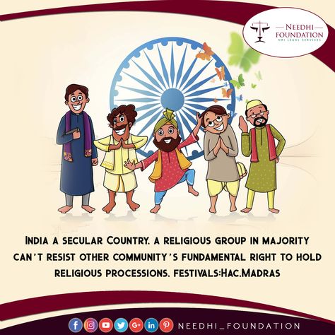 India a secular Country, a religious group in majority can’t resist other community’s fundamental right to hold religious processions, festivals:Hac,Madras #needhifoundation #nri #nrilegalservice #law #indianlaw #lawpoints #indianlawpoints #lawstudents #india #freelegaladvice #legalservices #lawbytes #ipc Secularism In India, Fundamental Rights, Law Student, Legal Services, Legal Advice, Math Classroom, Foundation, Sketch, India