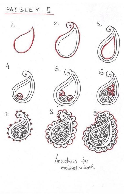 Henna Designs Step By Step, How To Draw Henna, Draw Paisley, Draw Henna, Henna Paisley, Henna Tutorial, Indian Mehndi, Henna Drawings, Tato Henna