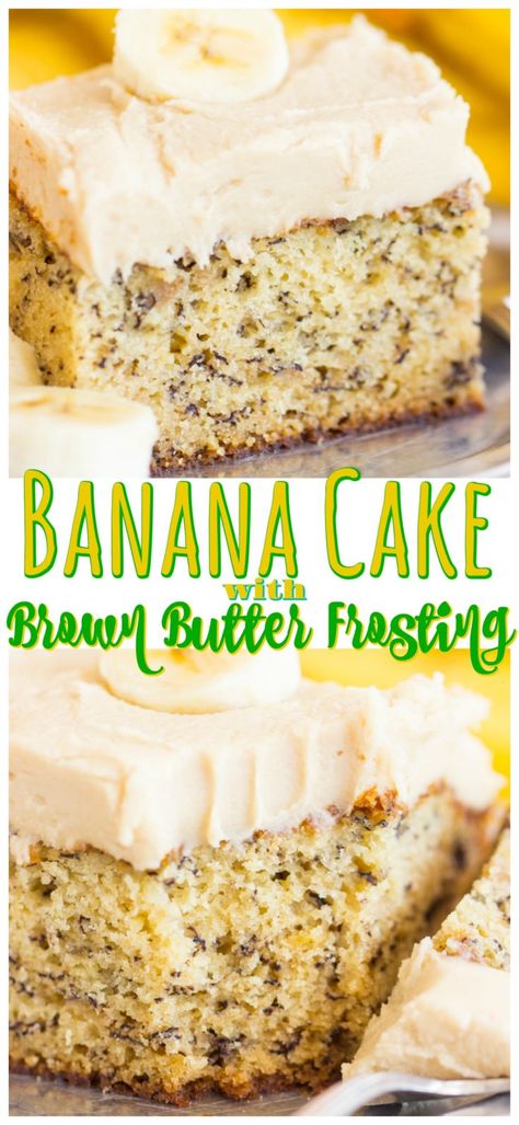 Banana Cake With 2 Bananas, Banana Cake Brown Butter Frosting, Banana Cake With Brown Butter Icing, Bana Cake Recipe, Banana Cake With Icing, Banana Cake Using Cake Mix Recipe, Banana Butter Cake, Banana Cake With Brown Butter Frosting, Icing For Banana Cake