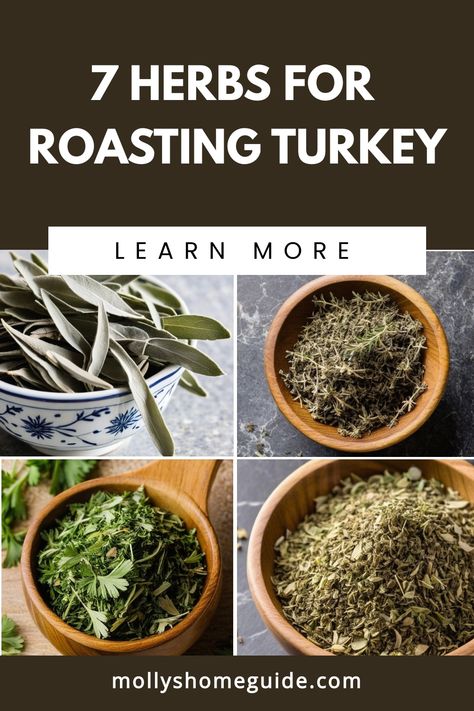 Discover the perfect roast turkey recipe this Thanksgiving with our flavorful Herb Roasted Turkey. Our mouthwatering combination of herbs for roasting turkey, like rosemary, sage, and thyme, paired with zesty lemon and a rich herb butter create a juicy and moist centerpiece for your holiday feast. Elevate your Thanksgiving dinner with our easy-to-follow steps to prepare the most delicious Lemon Herb Roast Turkey that will surely impress your guests. Herbs For Turkey Cavity, Herbs For Turkey Recipes For, Turkey Herbs Recipes, Herbs For Turkey, Turkey Herbs, Roasting Turkey, Preparing A Turkey, Turkey Rub, Perfect Roast Turkey