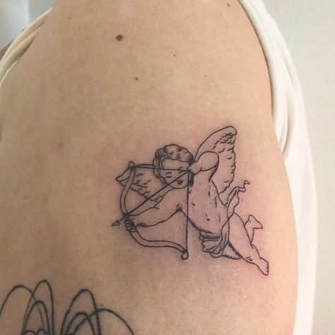 Cupid Tattoo, Cherub Tattoo, Vintage Tattoo Design, Grunge Tattoo, Hip Tattoos Women, Tattoos For Lovers, Hand Poked Tattoo, American Threads, Modern Tattoos