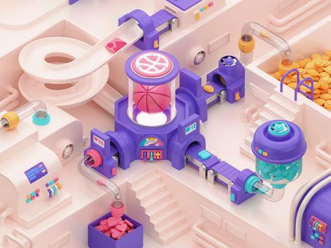 Factory Illustration, 3d World, Cosmetic Creative, Whole Universe, Isometric Design, Isometric Illustration, 3d Illustrations, 3d Icons, Ui Design Inspiration