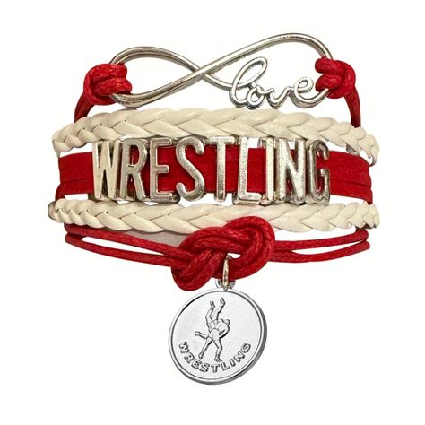 PRICES MAY VARY. WRESTLING JEWELRY - Wrestling charm bracelet in your team colors WRESTLING BRACELET- White & Red Infinity Bracelet with Adjustable Clasp & Silver Tone Metal Charms with Wrestling Charm ADJUSTABLE - Wrestling bracelets easily adjust to 5" to 8” with new adjustable clasp making it easy to get bracelets on and off for most wrists WRESTLING GIFT- Looking for an inexpensive wrestling gift? Our Wrestling Infinity bracelets make the Perfect Gift For Wrestlers, Wrestling Teams & Wrestli Wrestling Gift Ideas, Girls Wrestling, Red Infinity, Wrestling Gift, Infinity Bracelets, Wrestling Mom, Senior Gifts, High School Sports, Infinity Love