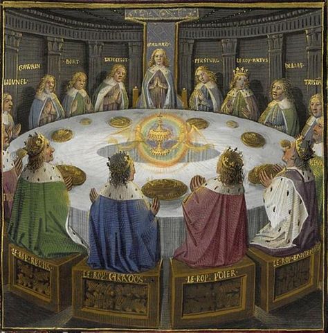 King Arthur's knights, gathered at the Round Table to celebrate the Pentecost, see a vision of the Holy Grail King Arthur's Knights, King Arthur Excalibur, Joseph Of Arimathea, Rei Arthur, Roi Arthur, Arthurian Legend, The Last Supper, Ancient Origins, Table Ronde