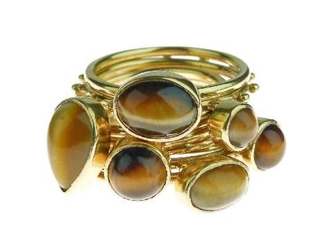 Lot 639 - Wendy Ramshaw - set of eight Tiger Eye and 18ct gold rings, London 1971, three fully marked, five Wendy Ramshaw, Tiger Eye, Gold Rings, Art Collection, Gemstone Rings, Auction, Sculpture, London, Fine Art