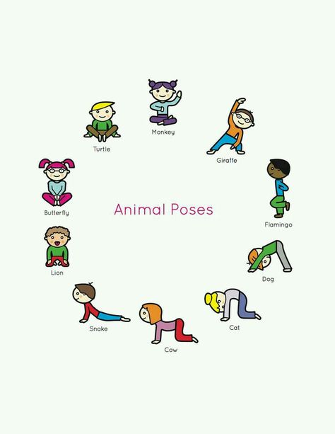 Animal poses Preschool Yoga, Uppfostra Barn, Toddler Yoga, Animal Poses, Animal Yoga, Childrens Yoga, Instagram Training, Yoga Books, Gross Motor Activities