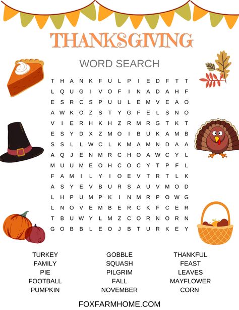 This free thanksgiving word search printable for kids is perfect for a family gathering or classroom activity! Thanksgiving Search And Find Pictures, Word Search For 2nd Grade, Thanksgiving Worksheets Middle School, Thanksgiving Activities For Older Kids, 2nd Grade Word Search Free Printable, Free Thanksgiving Worksheets, Thanksgiving Free Printables For Kids, Thanksgiving Homeschool Ideas, Free Thanksgiving Printables For Kids