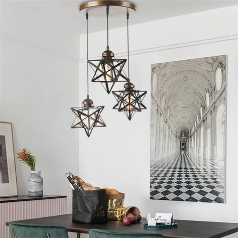 17 Stories Gerdhild 3 - Light Brown Unique/Statement Pendant & Reviews | Wayfair Moravian Star Pendant Light, Arab Decor, Star Pendant Light, Star Pendant Lighting, Moravian Star, Star Chandelier, Star Lights On Ceiling, Star Ceiling, Pool Table Lighting