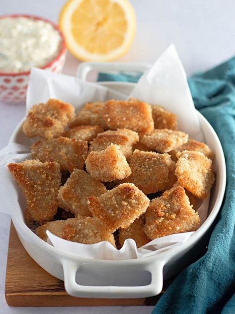 Baked Catfish Nuggets - Cook This Again Mom Baked Catfish Nuggets, Oven Baked Catfish, Catfish Nuggets Recipes, Catfish Nuggets, Baked Catfish, Roasted Vegetables Oven, Nuggets Recipe, Panko Crumbs, Crusted Salmon