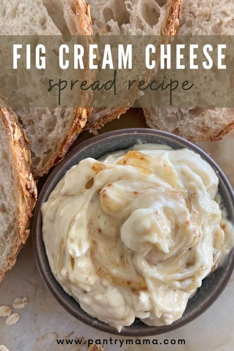 Fig Cream Cheese Dip, Compound Cream Cheese, Figs And Cream Cheese, Fig Cream Cheese Recipes, Fig And Cream Cheese Appetizer, Panera Cream Cheese Spread, Cream Cheese Bread Dip, Cream Cheese Fig Jam Appetizer, Bread Spreads Recipes